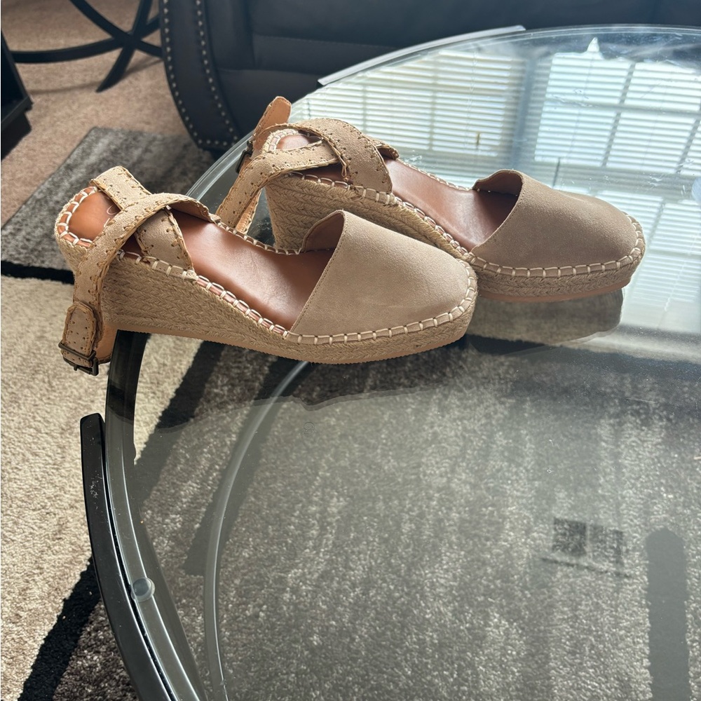 Crown Vintage Kenarsi 3 Espadrille Wedge Sandal Size 9.5M Taupe Stone NWOT - Picture 2 of 8